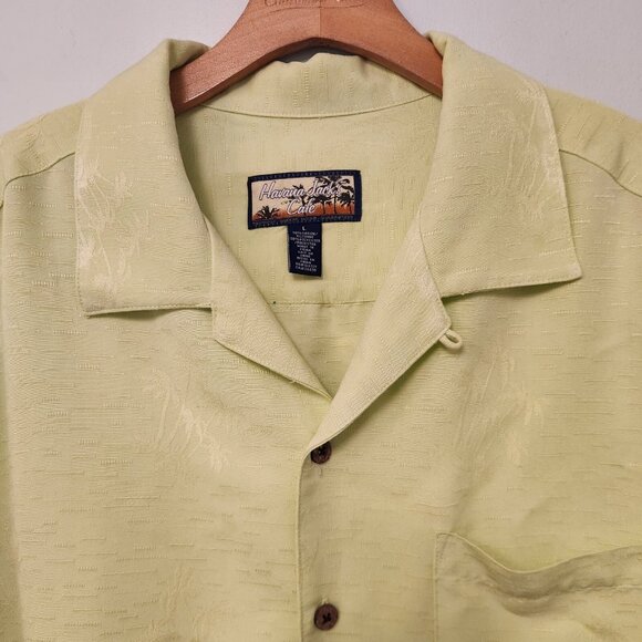 Havana Jacks Cafe Hawaiian Shirt Yellow Palm‎ Trees Embroidered Button Up Large - Picture 4 of 15